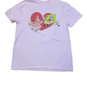 Womens SpongeBob Patrick Valentine Graphic T Shirt Pink Small